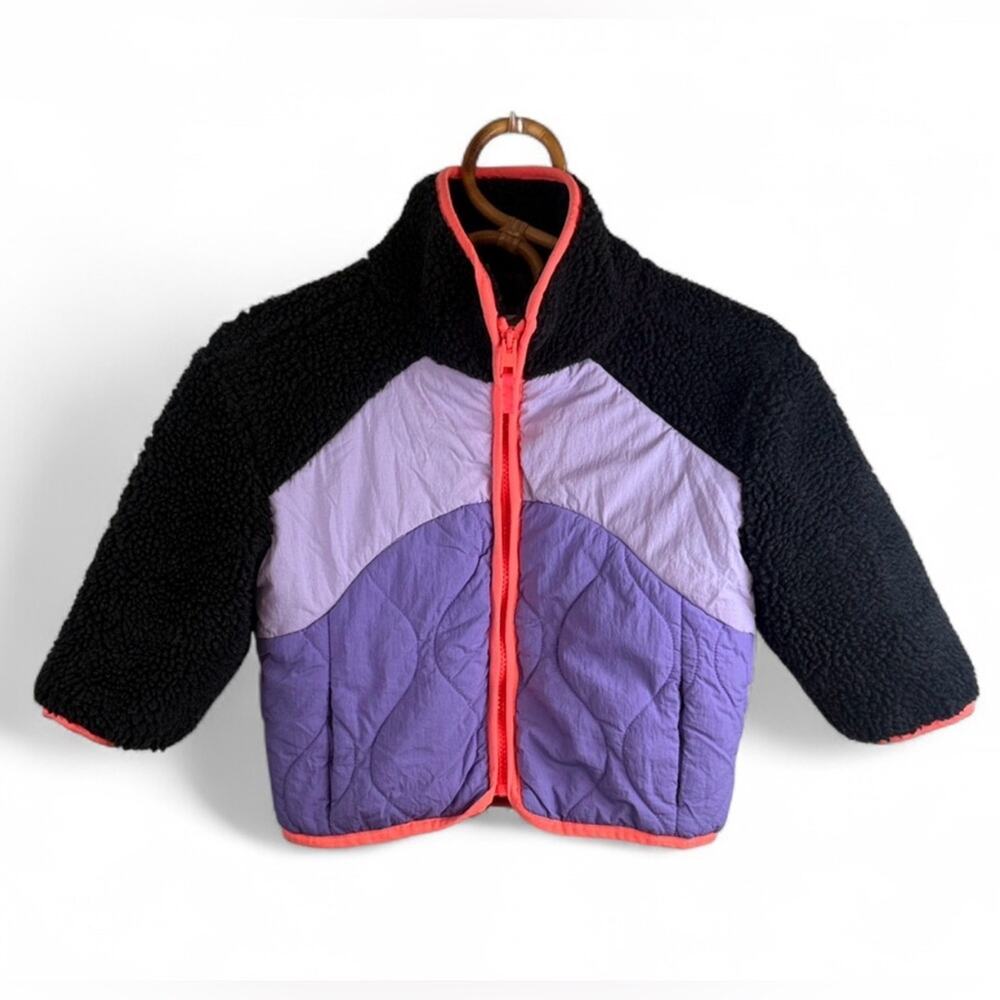 Cotton On Cleo Teddy Kids Black and Purple Jacket size 1-2